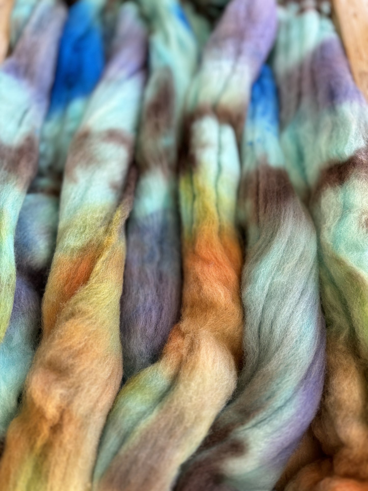 One of a Kind Batch - 100 grams of Spinning Fibre - Untreated Merino Wool 22 Micron - Hand Dyed Combed Top