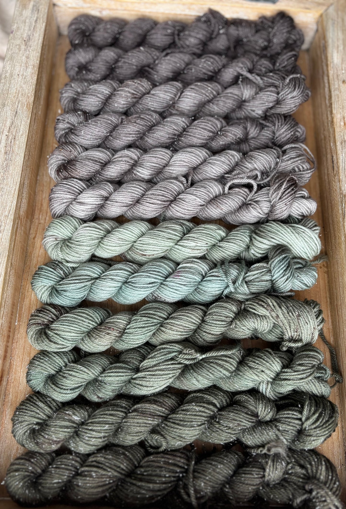 24 Skein Mini Yarn Fade - Silver Sparkle Sock Base