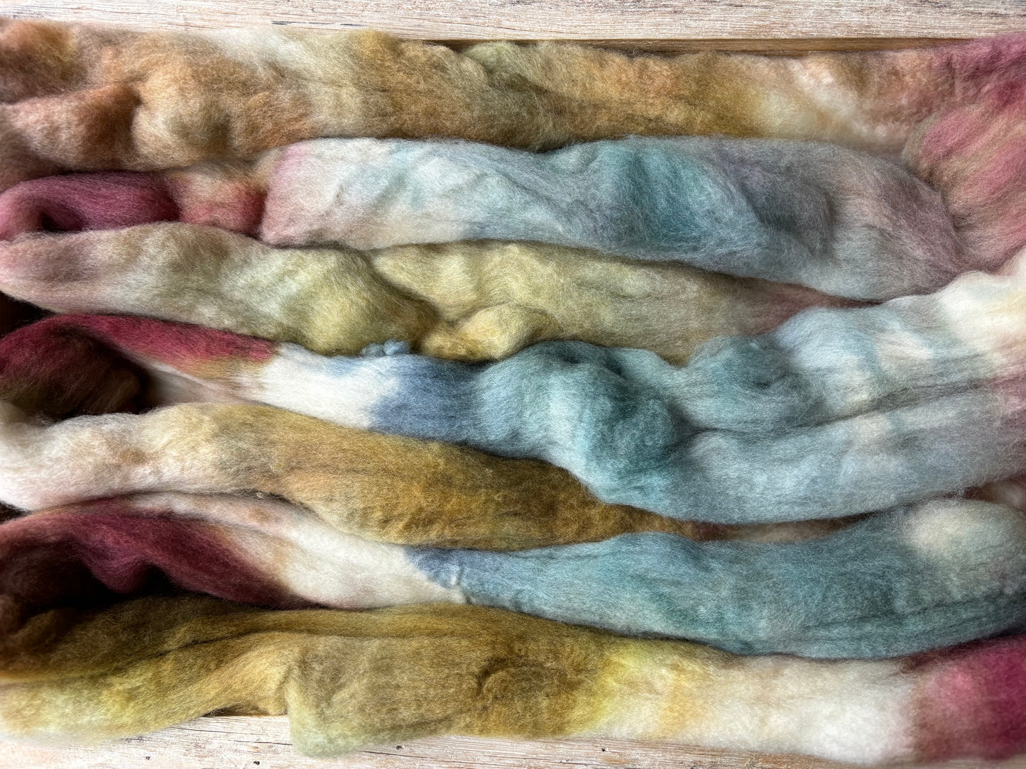 One of a Kind Batch - 100 grams of Spinning Fibre - Untreated Merino Wool 22 Micron - Hand Dyed Combed Top