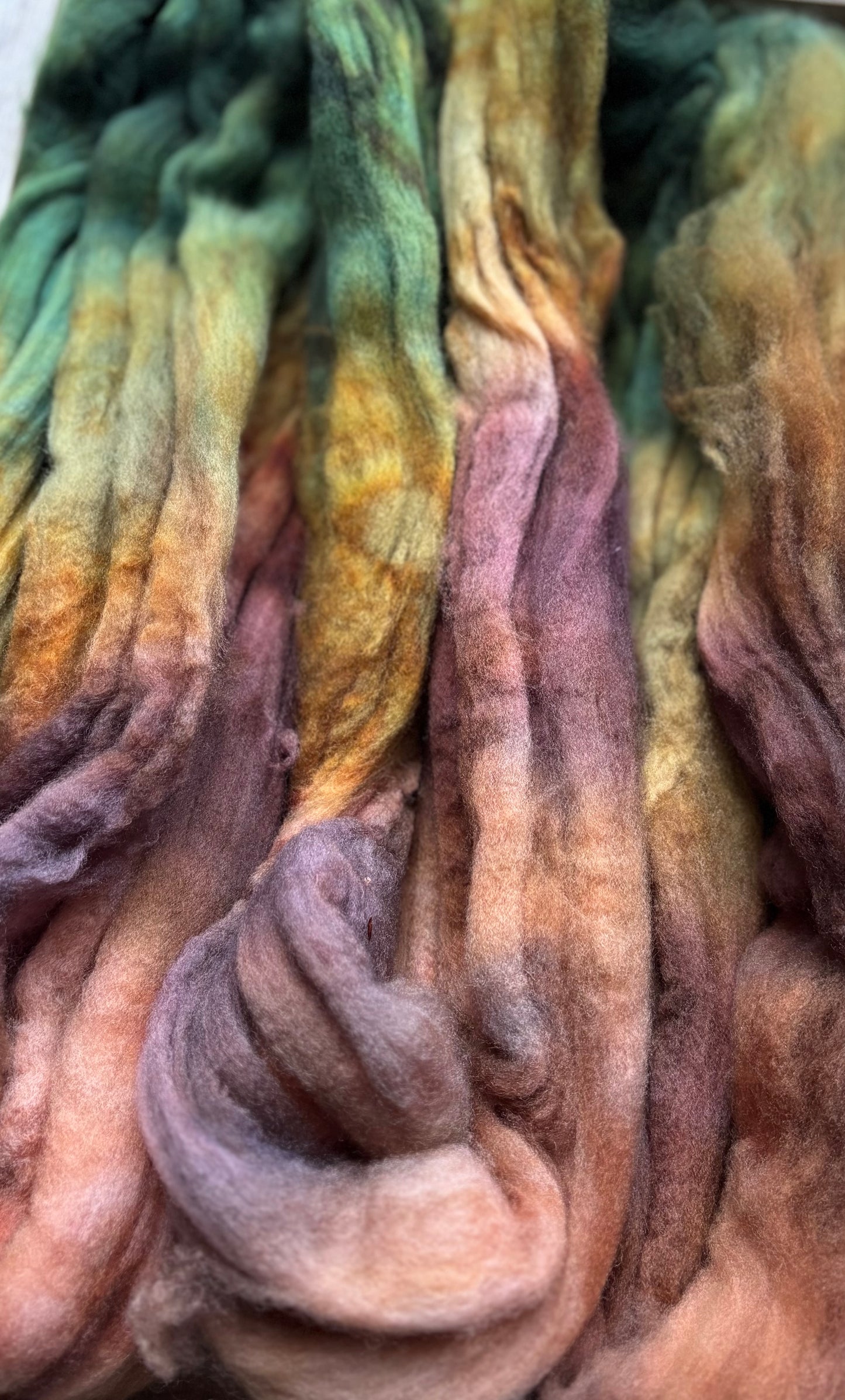 One of a Kind Batch - 100 grams of Spinning Fibre - Superwash Merino Wool 22 Micron - Hand Dyed Combed Top