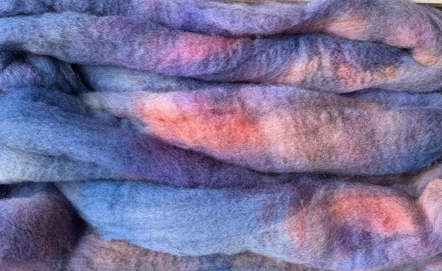 Bluefaced Leicester Wool - 26 Micron - One of a Kind Batch - 100 grams of Spinning Fibre - Hand Dyed Combed Top