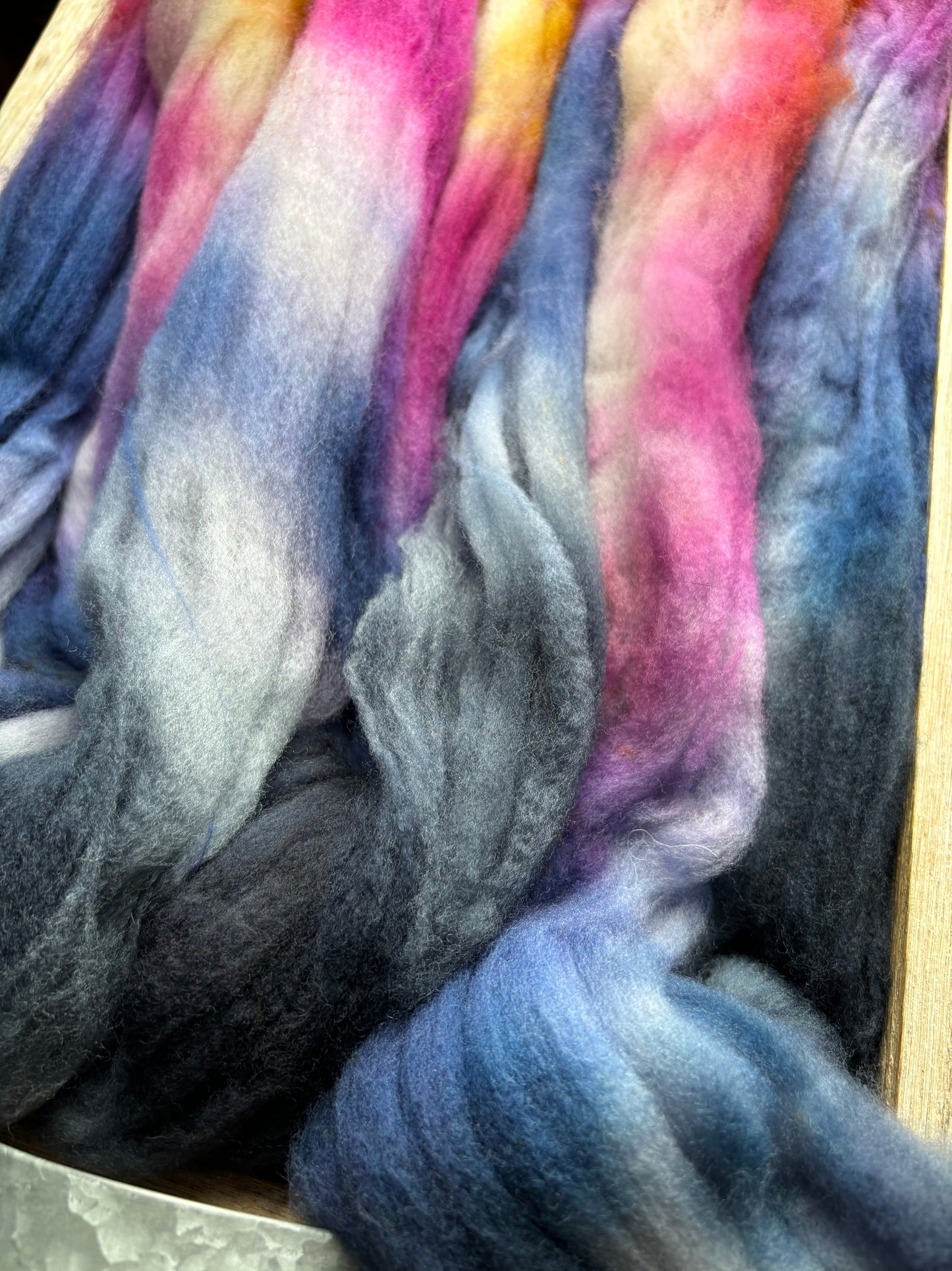 One of a Kind Batch - 100 grams of Spinning Fibre - Superwash Merino Wool 22 Micron - Hand Dyed Combed Top