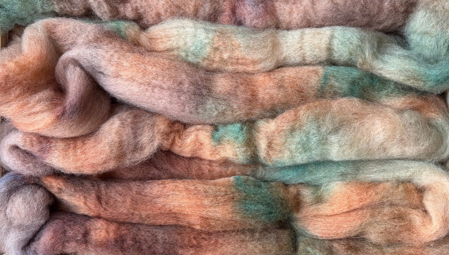 Bluefaced Leicester Wool - 26 Micron - One of a Kind Batch - 100 grams of Spinning Fibre - Hand Dyed Combed Top