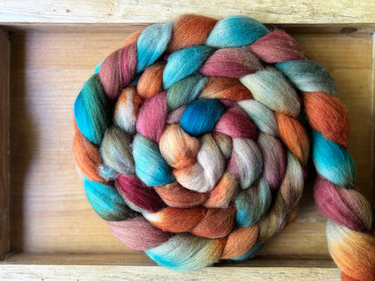 One of a Kind Batch - 100 grams of Spinning Fibre - 100% Polwarth - 22 Micron - Hand Dyed Combed Top