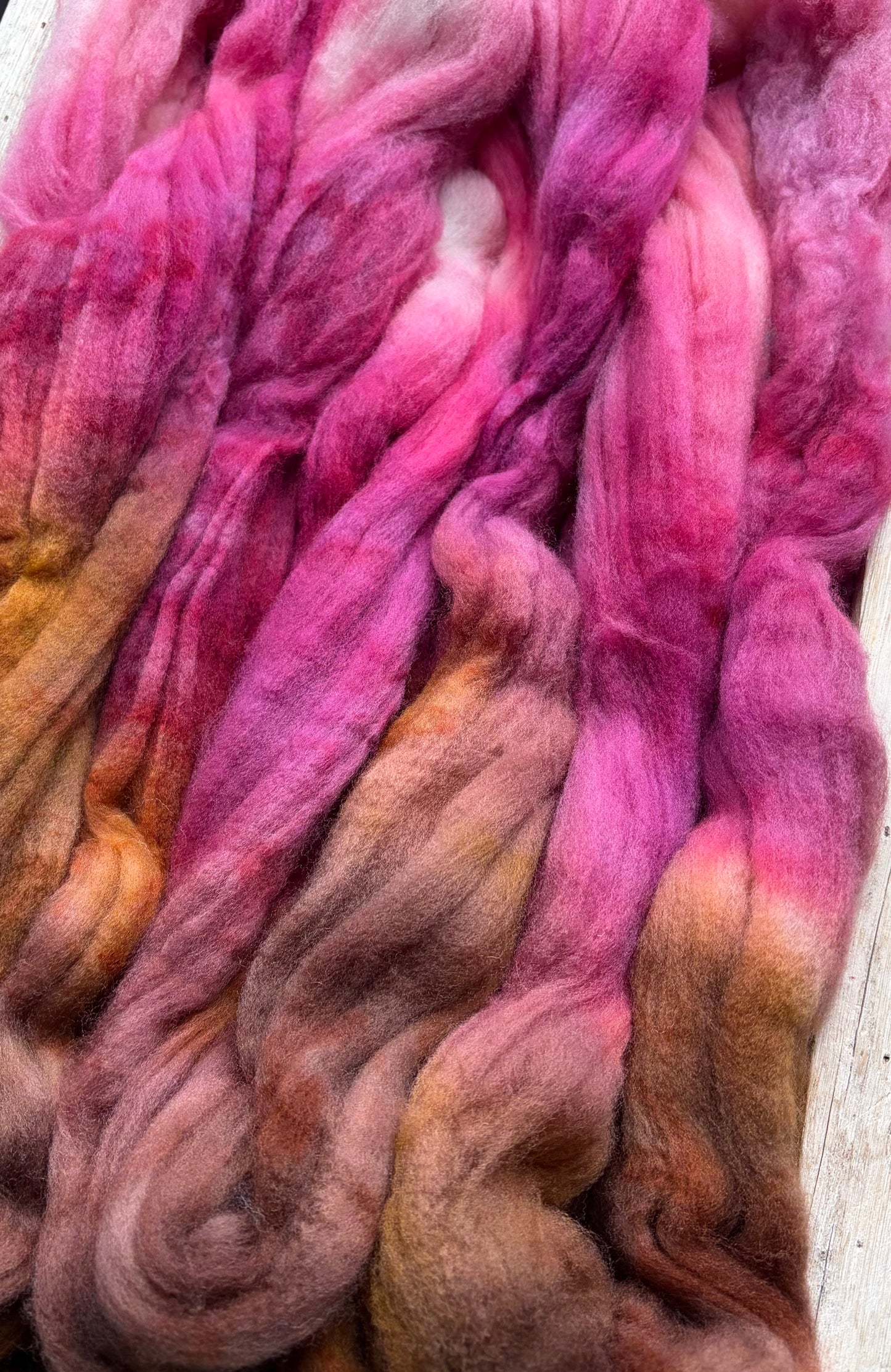 100% Superwash Merino Wool - 22 Micron - One of a Kind Batch - 100 grams of Spinning Fibre - Hand Dyed Combed Top