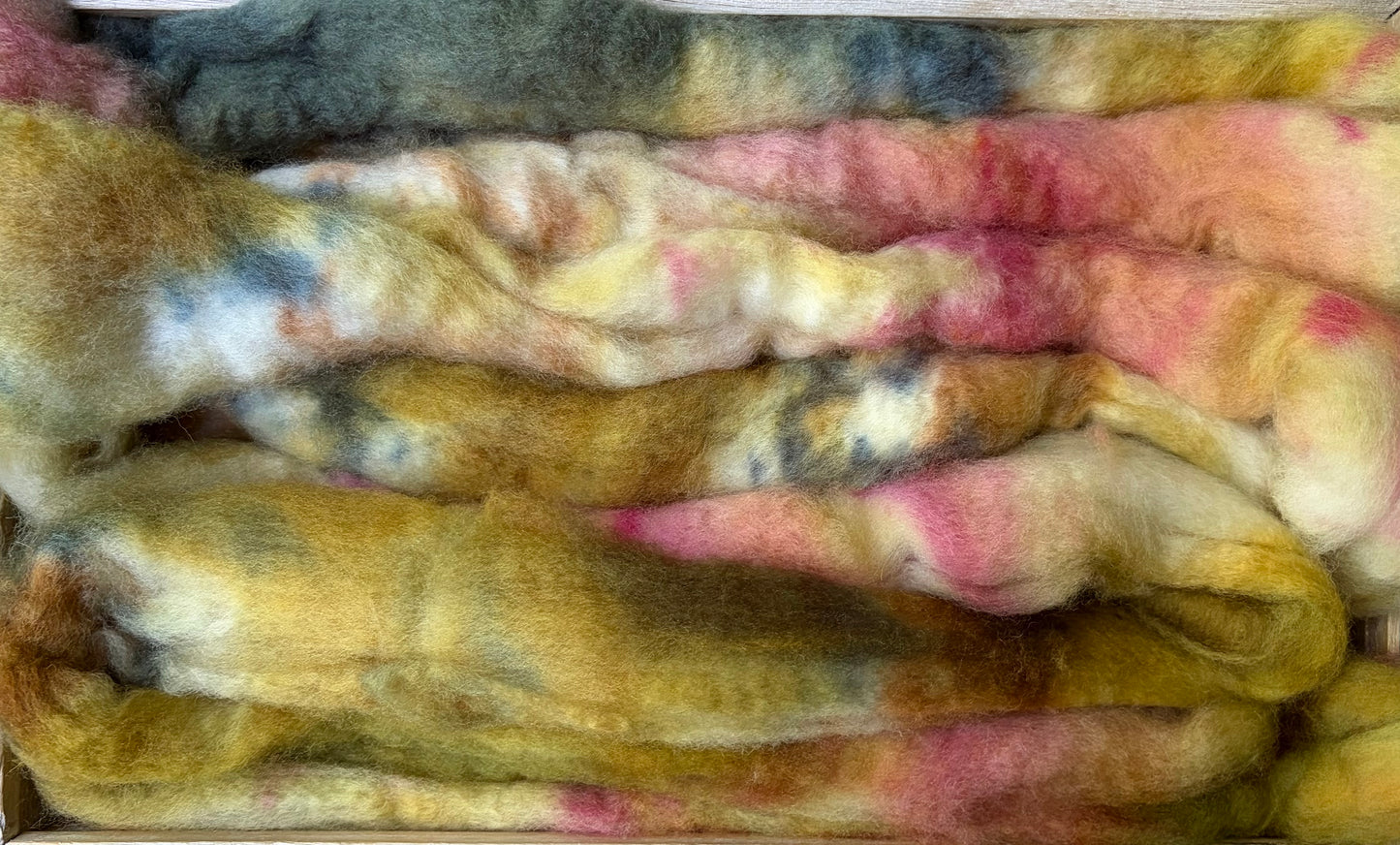 Bluefaced Leicester Wool - 26 Micron - One of a Kind Batch - 100 grams of Spinning Fibre - Hand Dyed Combed Top