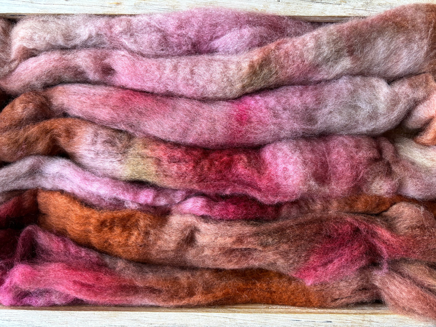 One of a Kind Batch - 100 grams of Spinning Fibre - Bluefaced Leicester Wool - 26 Micron - Hand Dyed Combed Top