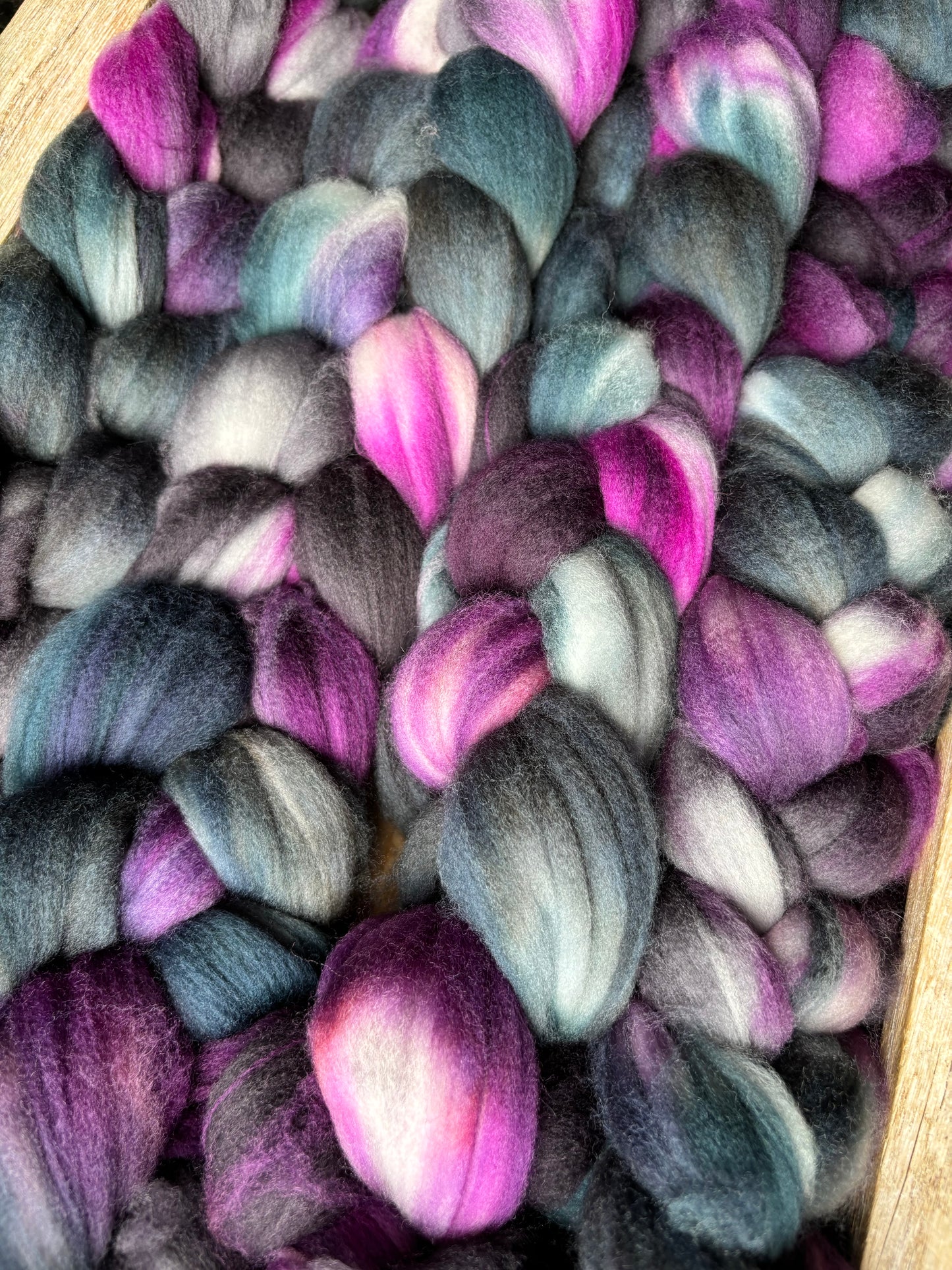 One of a Kind Batch - 100 grams of Spinning Fibre - Superwash Merino Wool 22 Micron - Hand Dyed Combed Top