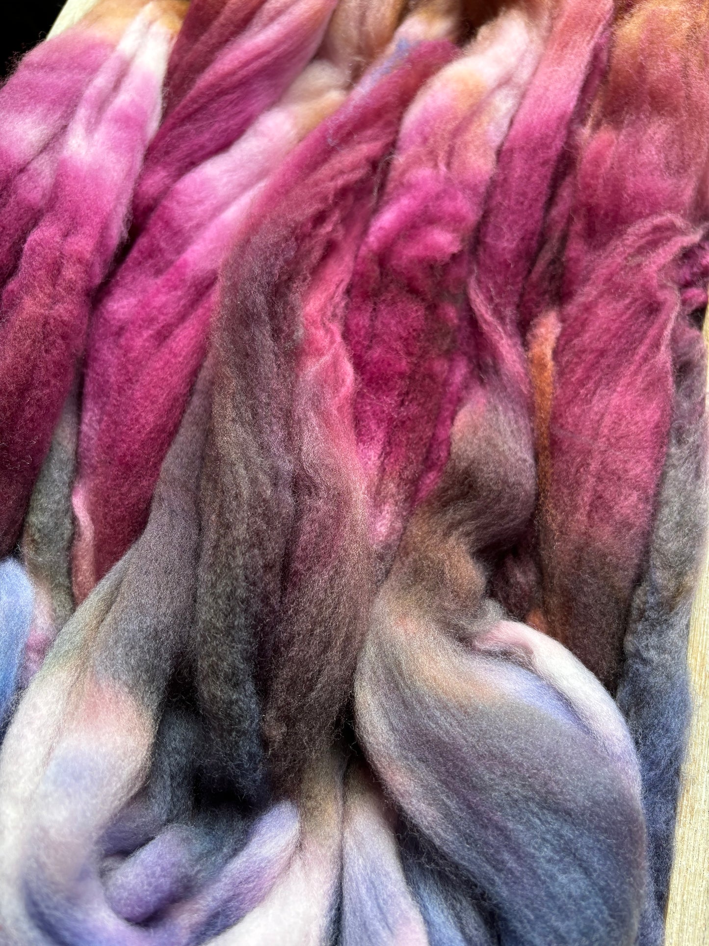 One of a Kind Batch - 100 grams of Spinning Fibre - Superwash Merino Wool 22 Micron - Hand Dyed Combed Top