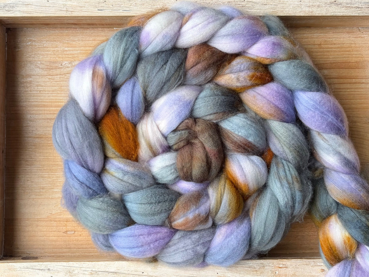 80% Superwash Merino Wool/ 10% Nylon/ 10% Cashmere - 18.5 Micron - One of a Kind Batch - 100 grams of Spinning Fibre - Hand Dyed Combed Top