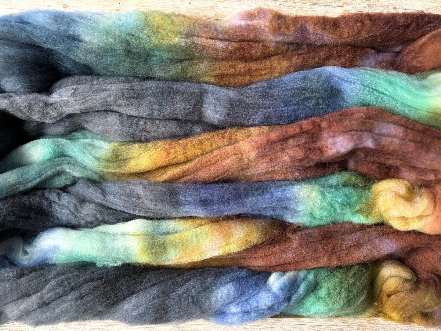 One of a Kind Batch - 100 grams of Spinning Fibre - 80% Superwash Merino Wool/ 20% Nylon - 22.5 Micron - Hand Dyed Combed Top