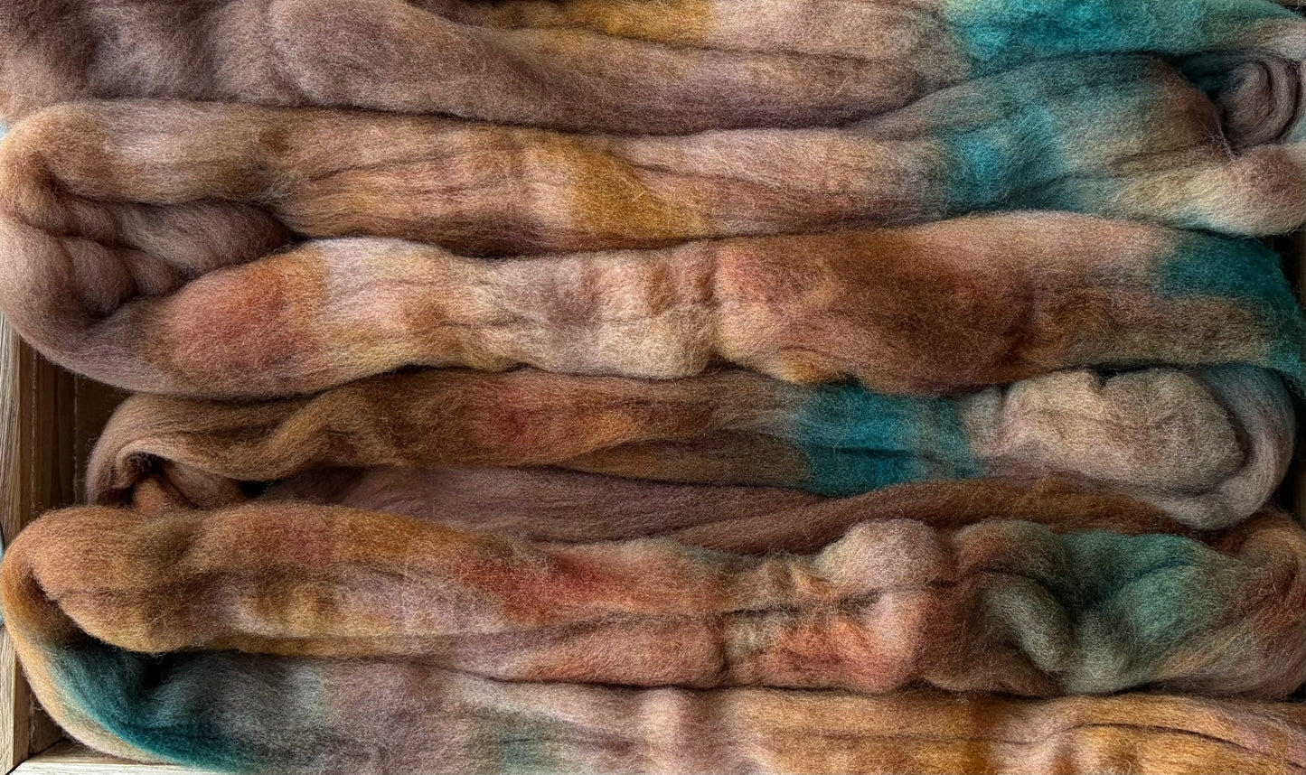 Targhee - 23 Micron - One of a Kind Batch - 100 grams of Spinning Fibre - Hand Dyed Combed Top