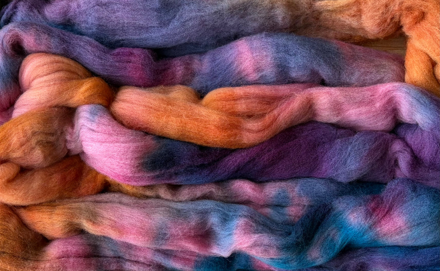 Targhee - 23 Micron - One of a Kind Batch - 100 grams of Spinning Fibre - Hand Dyed Combed Top
