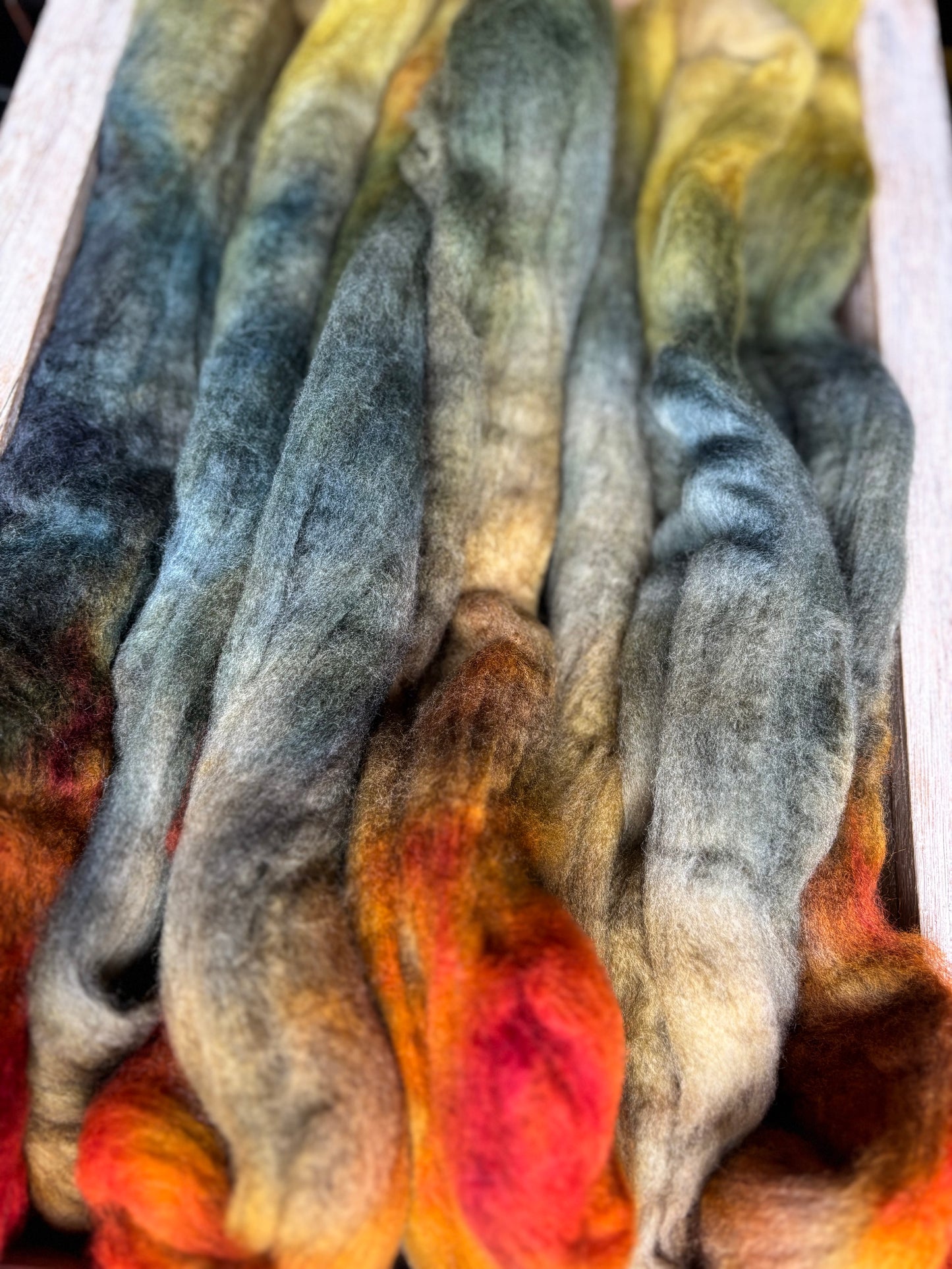 One of a Kind Batch - 100 grams of Spinning Fibre - Untreated Merino Wool 22 Micron - Hand Dyed Combed Top