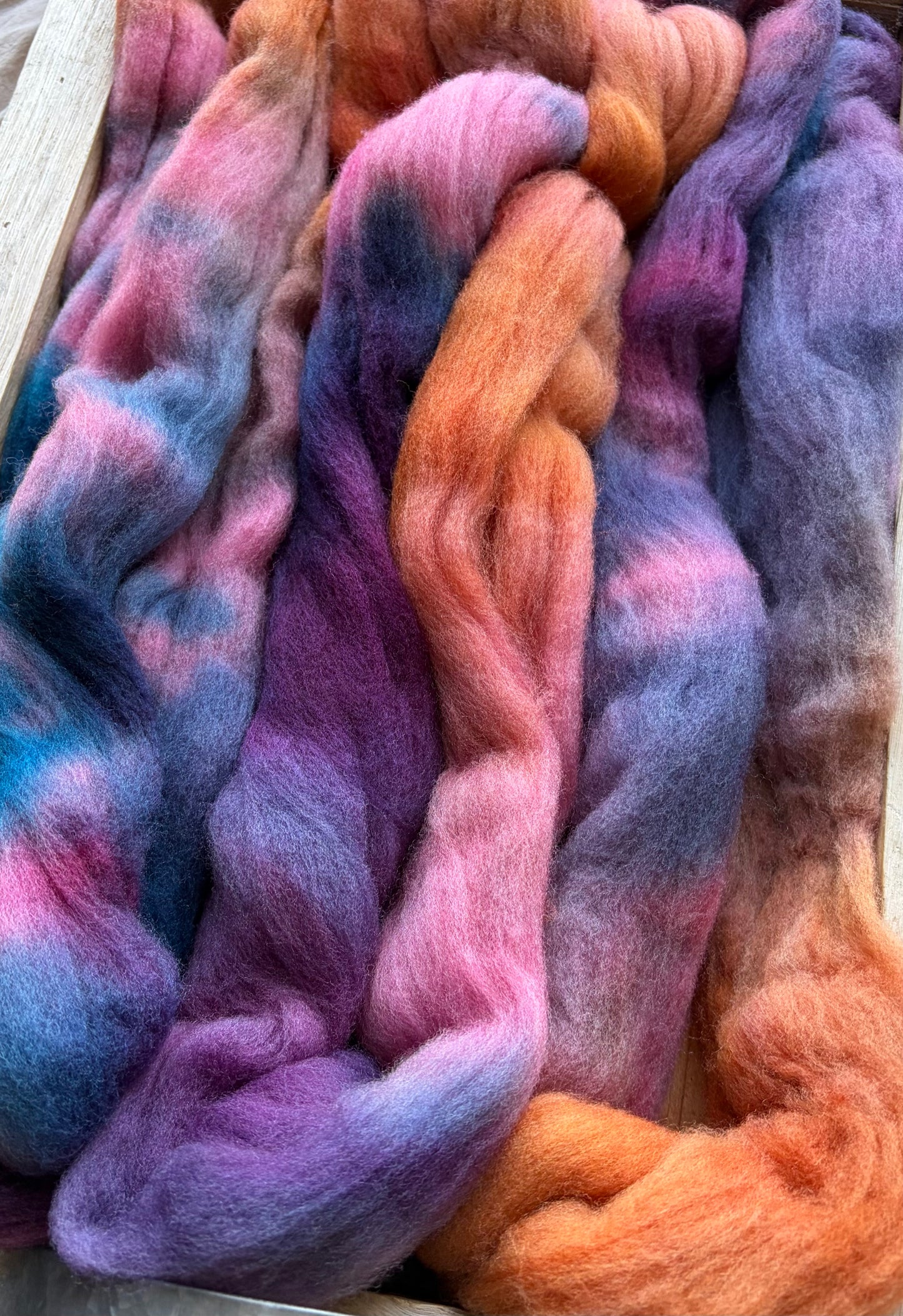 Targhee - 23 Micron - One of a Kind Batch - 100 grams of Spinning Fibre - Hand Dyed Combed Top