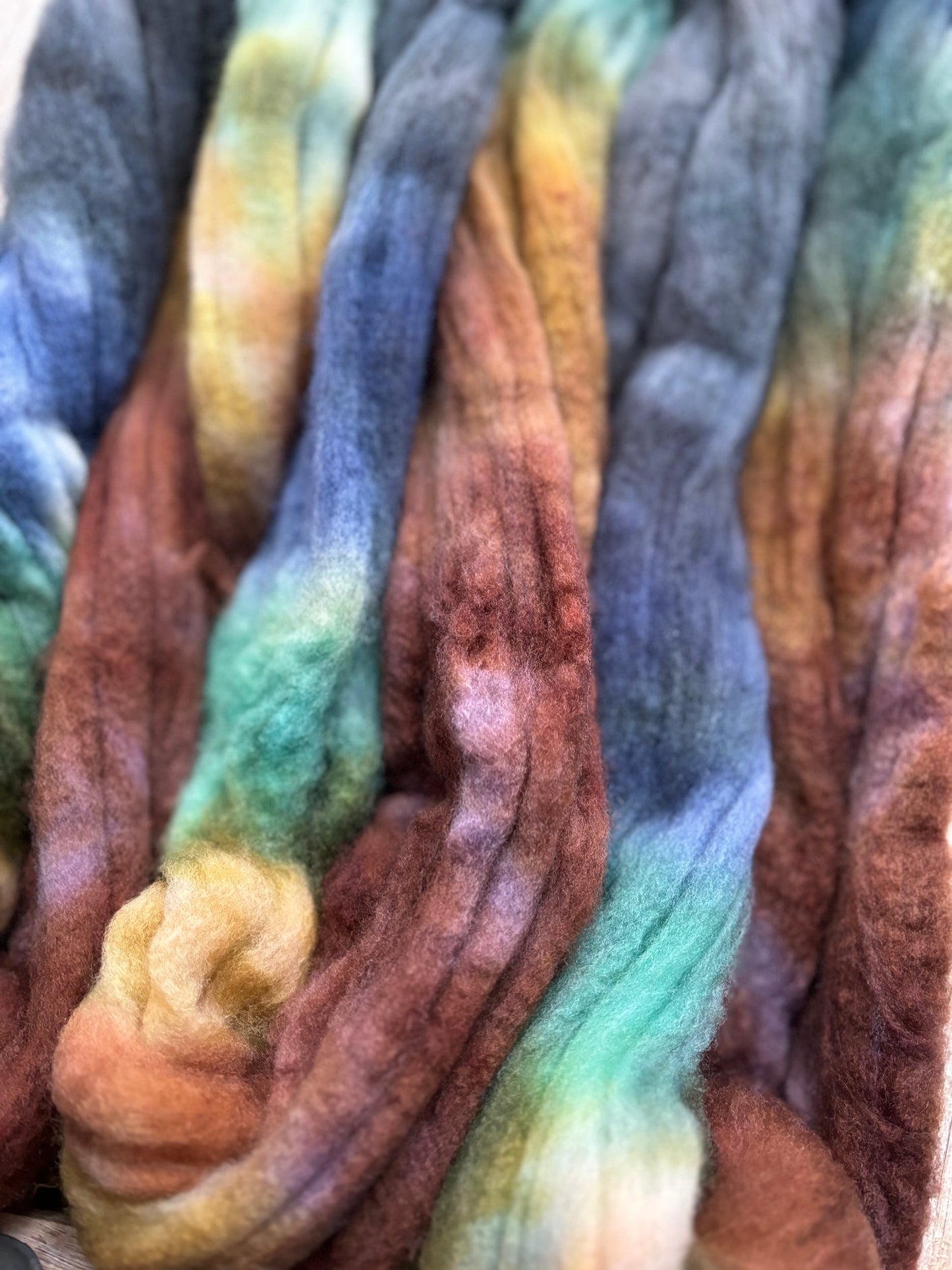 One of a Kind Batch - 100 grams of Spinning Fibre - 80% Superwash Merino Wool/ 20% Nylon - 22.5 Micron - Hand Dyed Combed Top