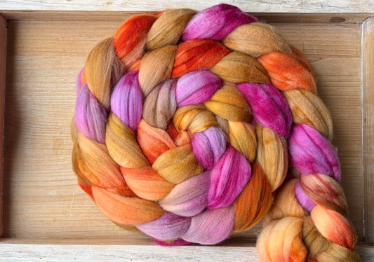 100% Superwash Merino Wool - 22 Micron - One of a Kind Batch - 100 grams of Spinning Fibre - Hand Dyed Combed Top