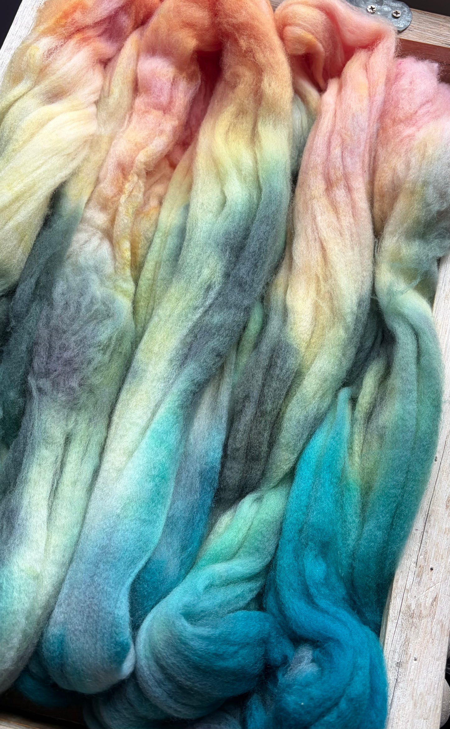 100% Superwash Merino Wool - 22 Micron - One of a Kind Batch - 100 grams of Spinning Fibre - Hand Dyed Combed Top