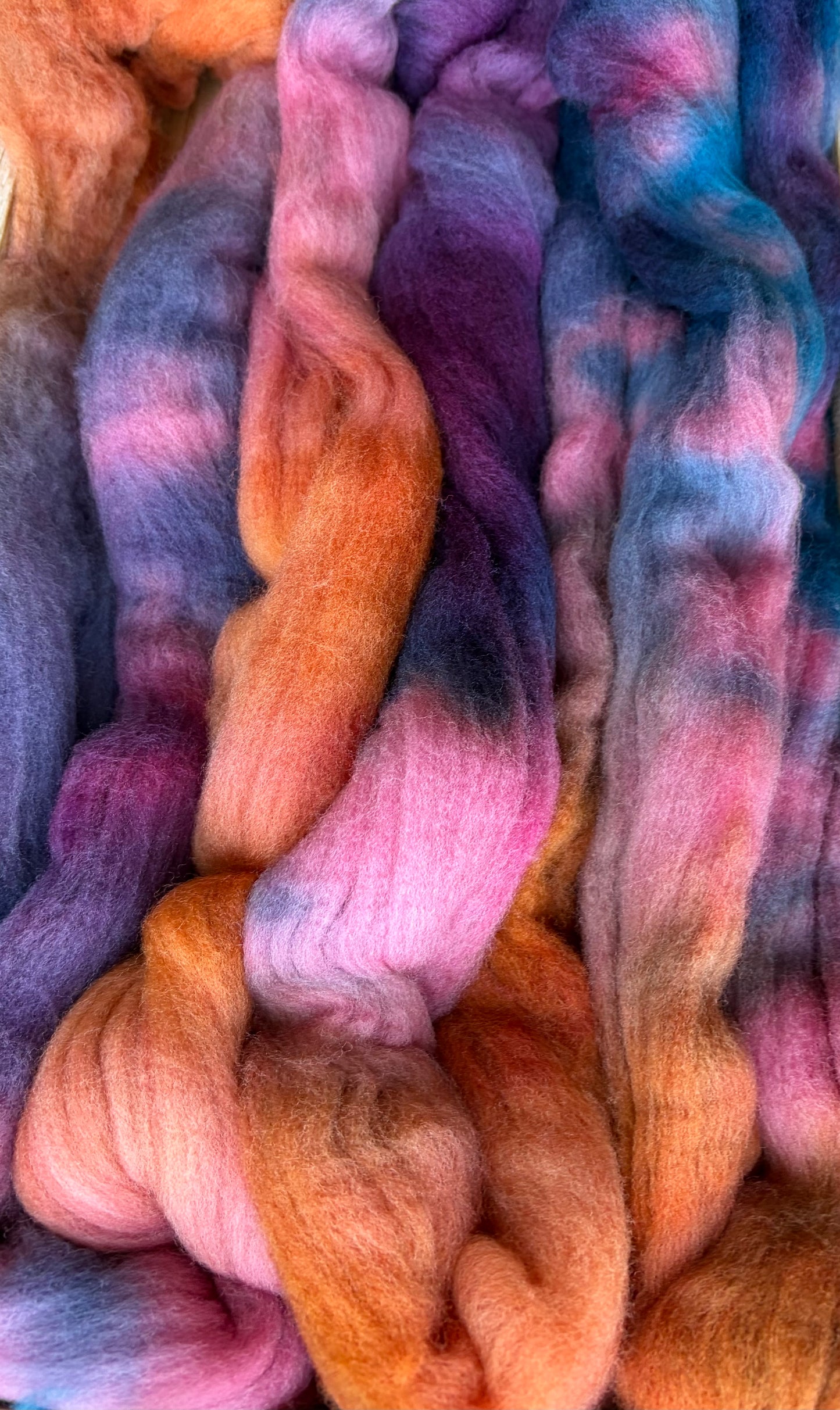 Targhee - 23 Micron - One of a Kind Batch - 100 grams of Spinning Fibre - Hand Dyed Combed Top