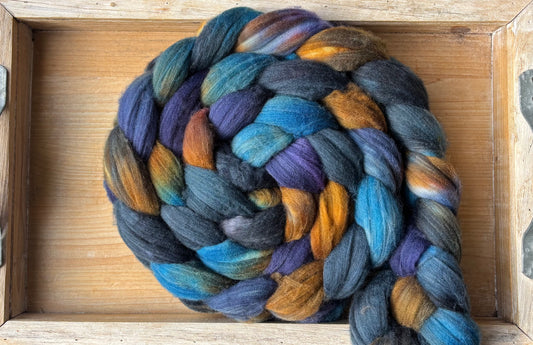 One of a Kind Batch - 100 grams of Spinning Fibre - 80% Superwash Merino Wool/ 20% Nylon - 22.5 Micron - Hand Dyed Combed Top