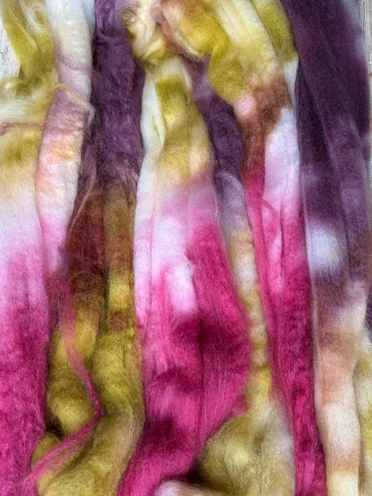 80% Superwash Merino Wool/ 10% Nylon/ 10% Cashmere - 18.5 Micron - One of a Kind Batch - 100 grams of Spinning Fibre - Hand Dyed Combed Top