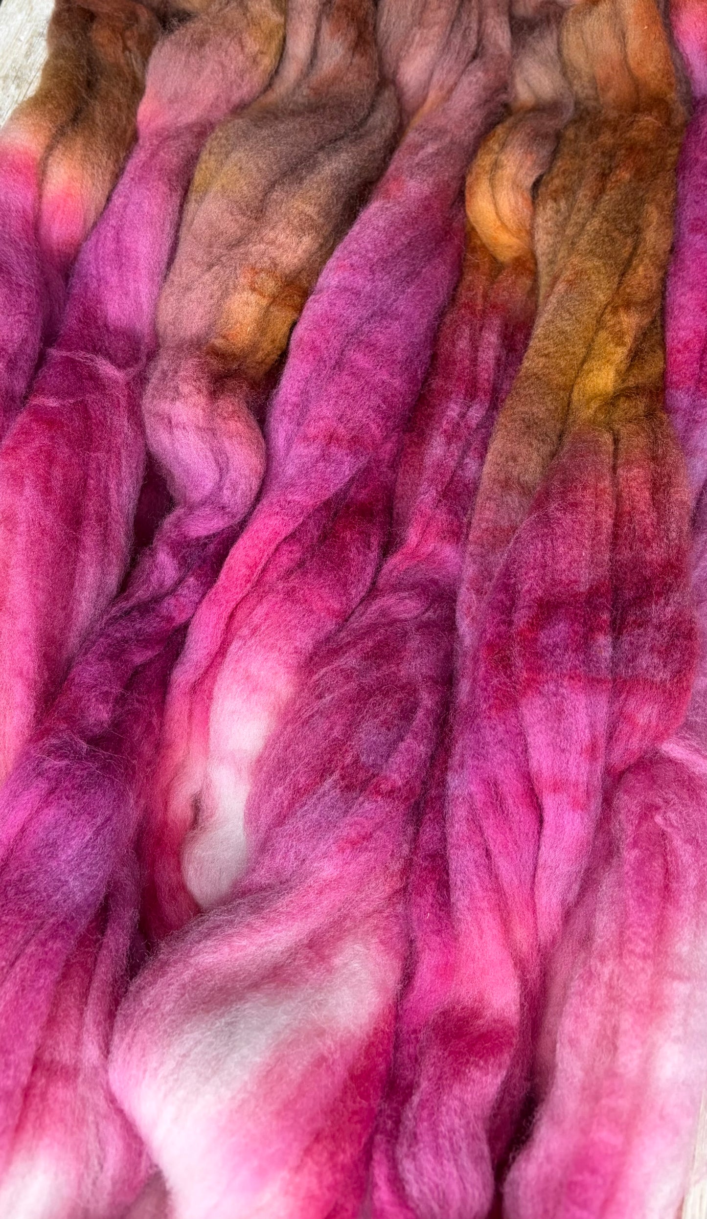 100% Superwash Merino Wool - 22 Micron - One of a Kind Batch - 100 grams of Spinning Fibre - Hand Dyed Combed Top