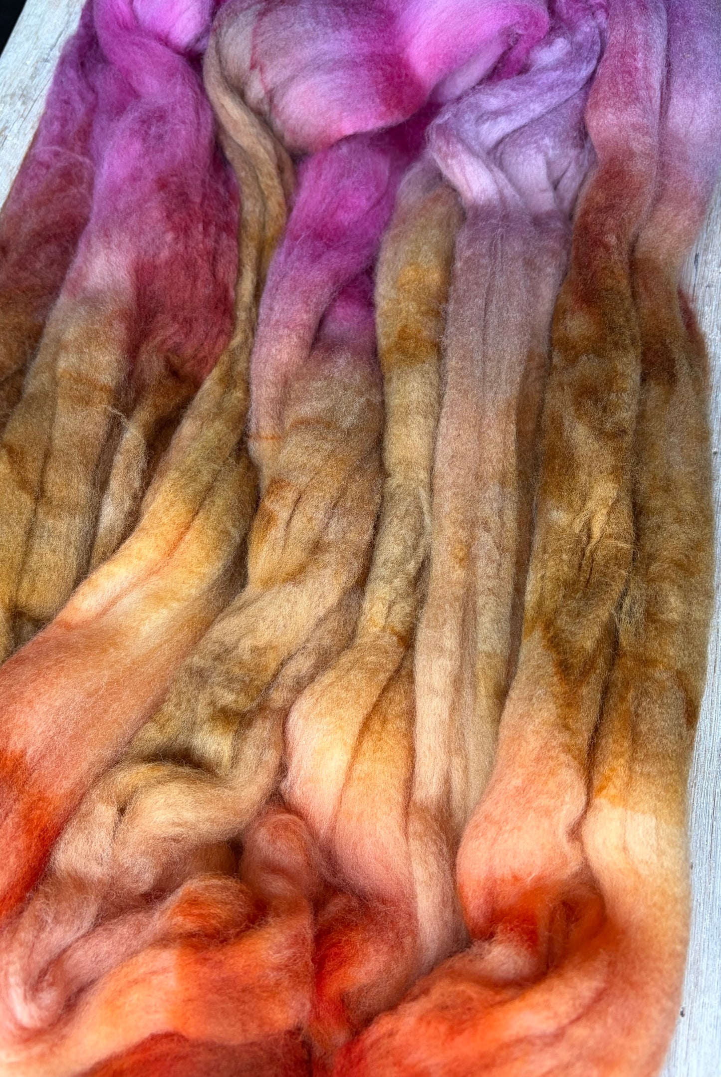 100% Superwash Merino Wool - 22 Micron - One of a Kind Batch - 100 grams of Spinning Fibre - Hand Dyed Combed Top