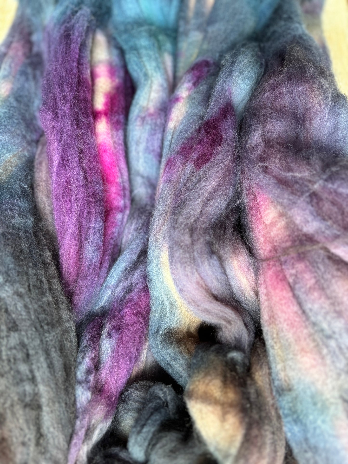 One of a Kind Batch - 100 grams of Spinning Fibre - Superwash Merino Wool 22 Micron - Hand Dyed Combed Top