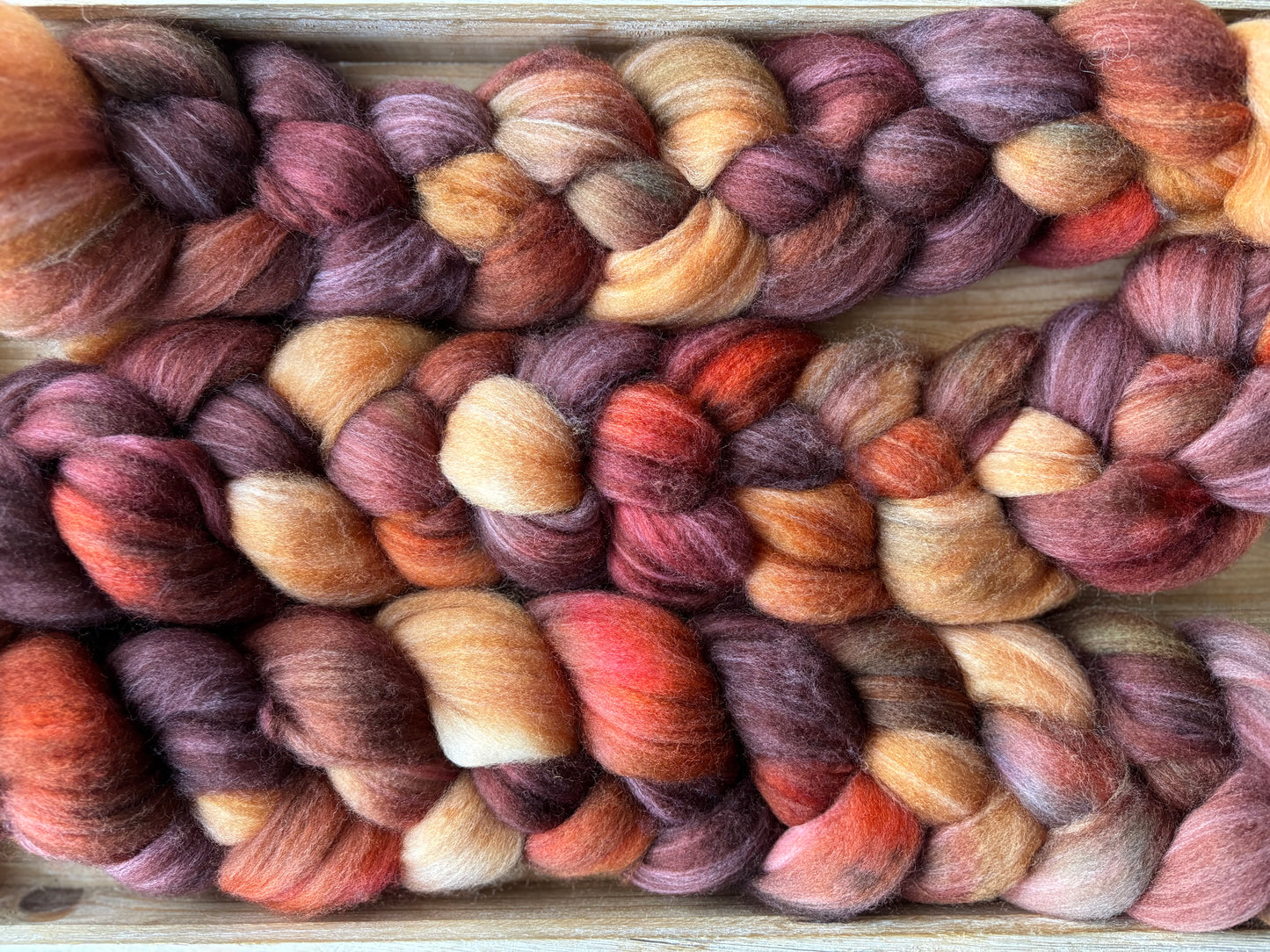 One of a Kind Batch - 100 grams of Spinning Fibre - 80% Superwash Merino Wool/ 20% Nylon - 22.5 Micron - Hand Dyed Combed Top