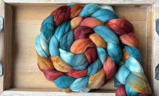 One of a Kind Batch - 100 grams of Spinning Fibre - Superwash Merino Wool 22 Micron - Hand Dyed Combed Top
