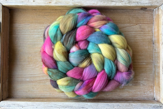 One of a Kind Batch - 100 grams of Spinning Fibre - Superwash Merino Wool 22 Micron - Hand Dyed Combed Top
