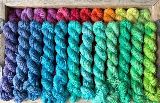24 Skein Mini Yarn Fade - Silver Sparkle Sock Base