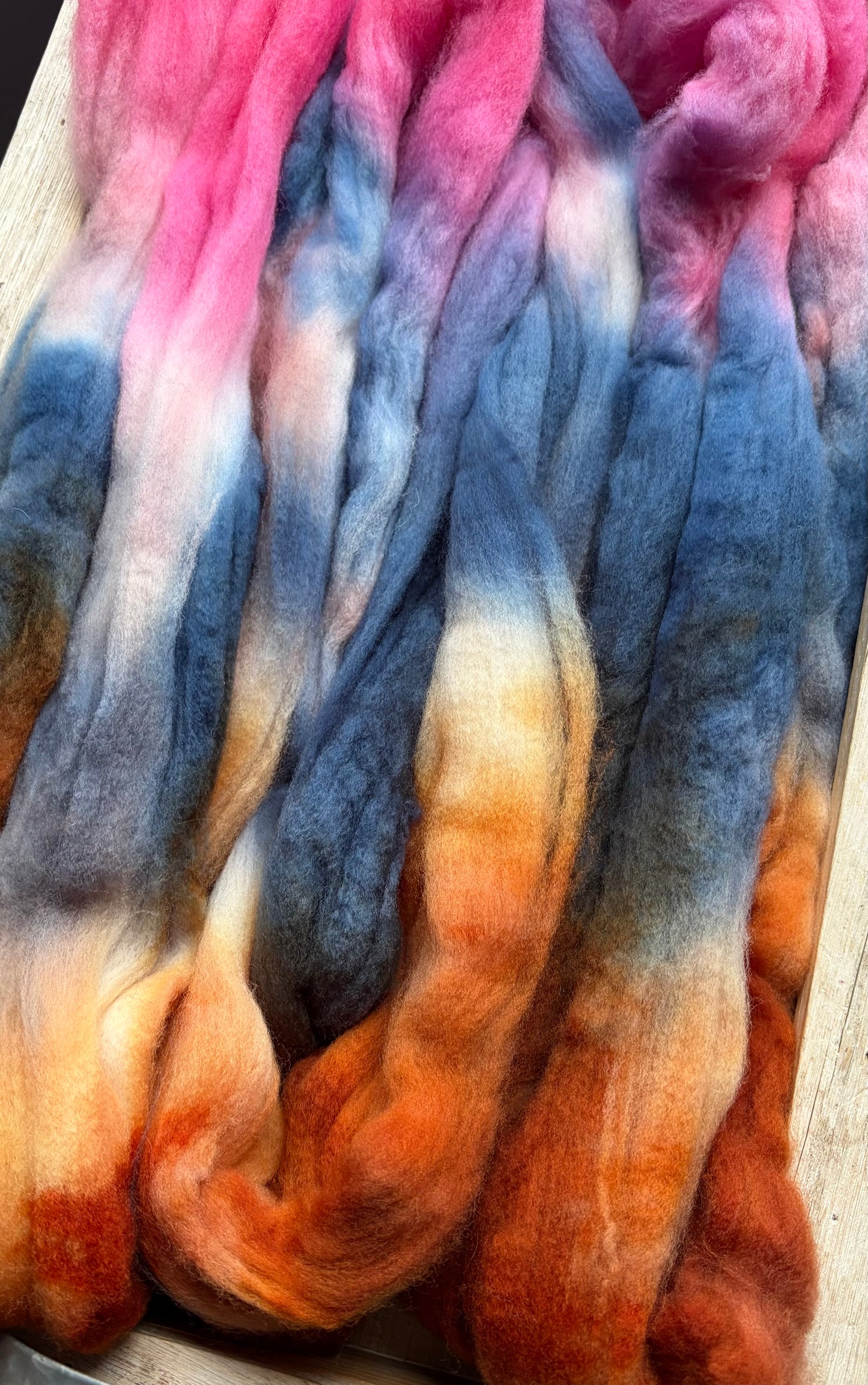100% Superwash Merino Wool - 22 Micron - One of a Kind Batch - 100 grams of Spinning Fibre - Hand Dyed Combed Top