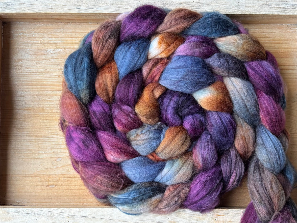 80% Superwash Merino Wool/ 10% Nylon/ 10% Cashmere - 18.5 Micron - One of a Kind Batch - 100 grams of Spinning Fibre - Hand Dyed Combed Top