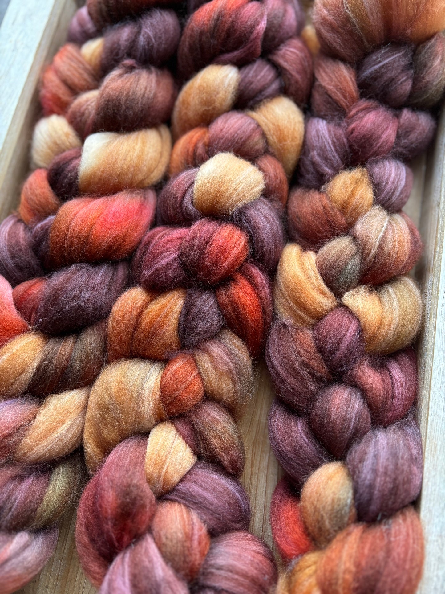 One of a Kind Batch - 100 grams of Spinning Fibre - 80% Superwash Merino Wool/ 20% Nylon - 22.5 Micron - Hand Dyed Combed Top