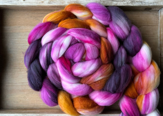 One of a Kind Batch - 100 grams of Spinning Fibre - Superwash Merino Wool 22 Micron - Hand Dyed Combed Top