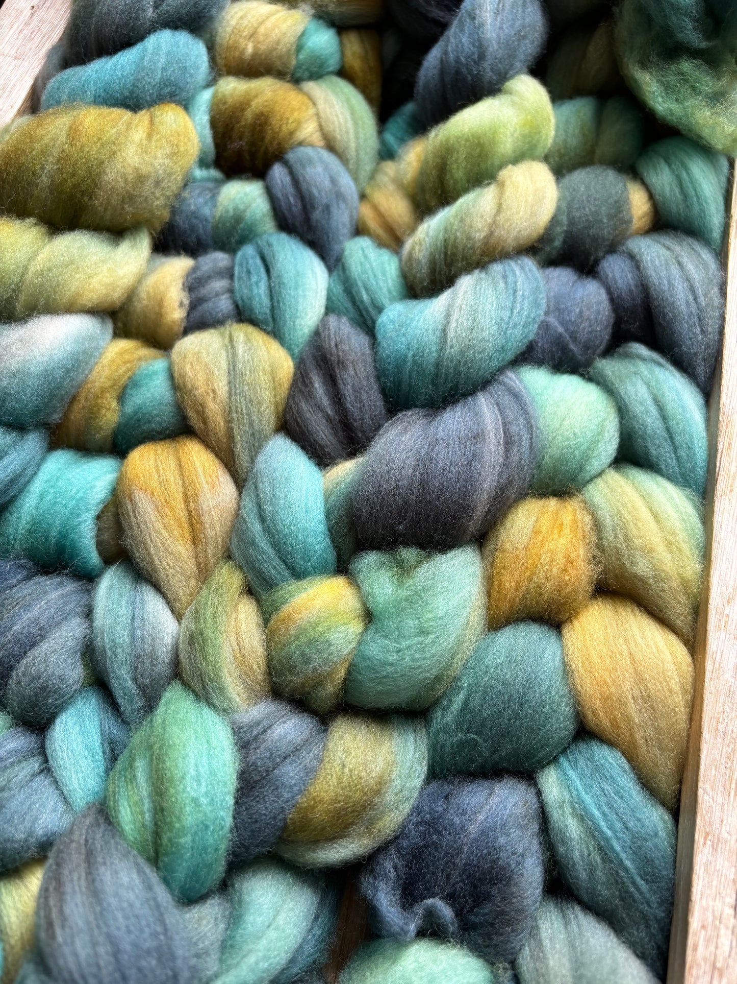 One of a Kind Batch - 100 grams of Spinning Fibre - 80% Superwash Merino Wool/ 20% Nylon - 22.5 Micron - Hand Dyed Combed Top