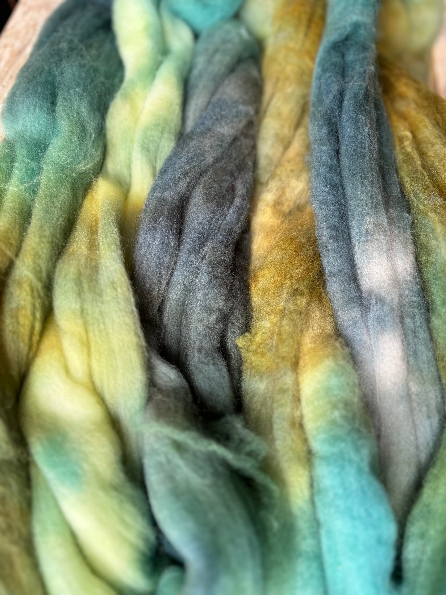 One of a Kind Batch - 100 grams of Spinning Fibre - 80% Superwash Merino Wool/ 20% Nylon - 22.5 Micron - Hand Dyed Combed Top