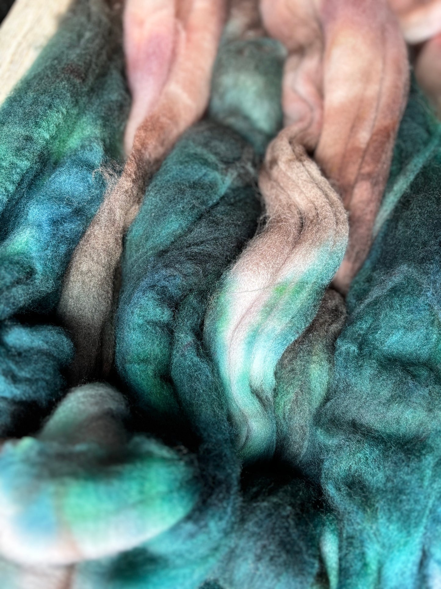 One of a Kind Batch - 100 grams of Spinning Fibre - Superwash Merino Wool 22 Micron - Hand Dyed Combed Top