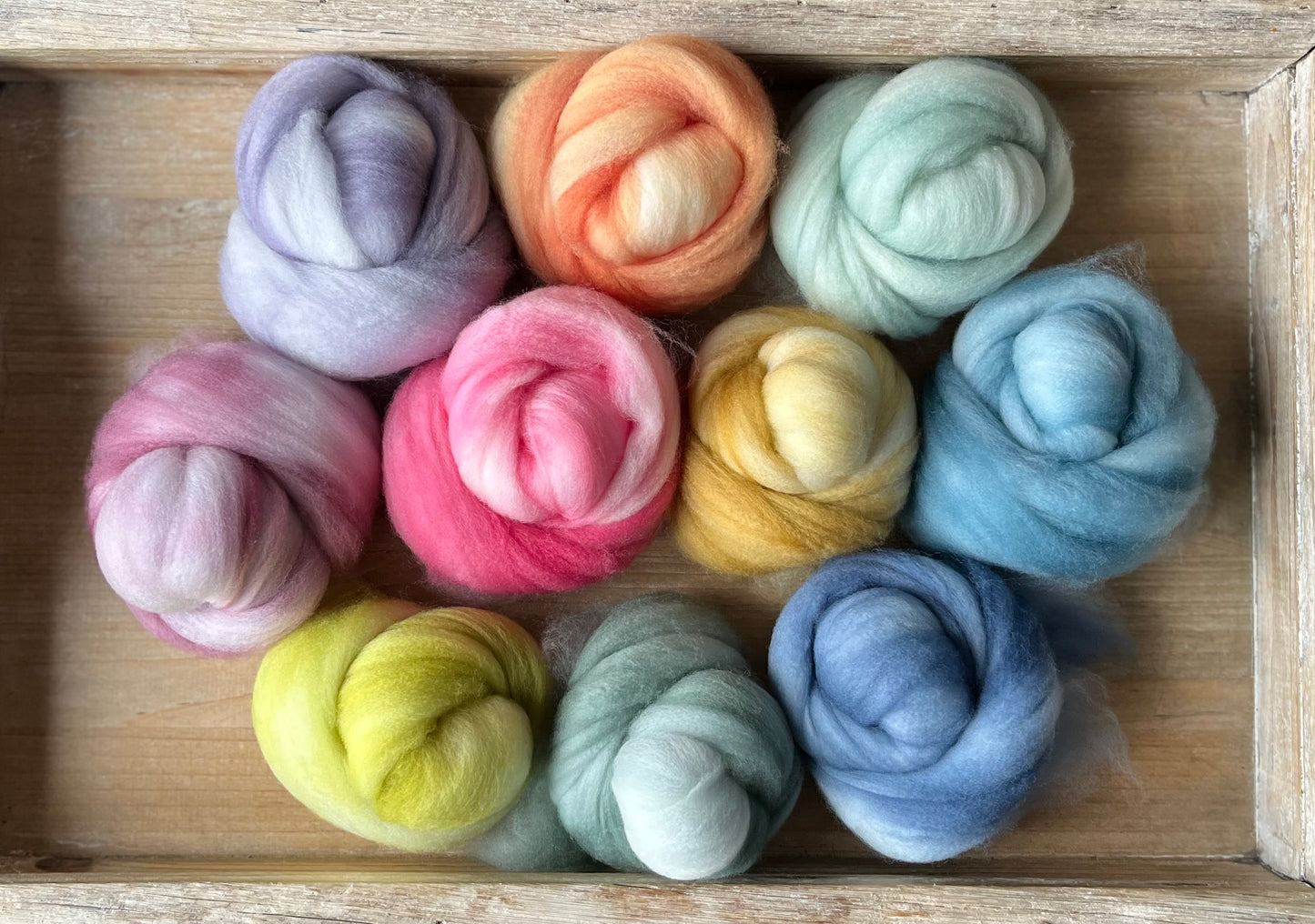 One of a Kind Batch - 100 grams of Spinning Fibre - Mix & Match Mini Bun Set - 100% Superwash Merino Wool - Hand Dyed Combed Top