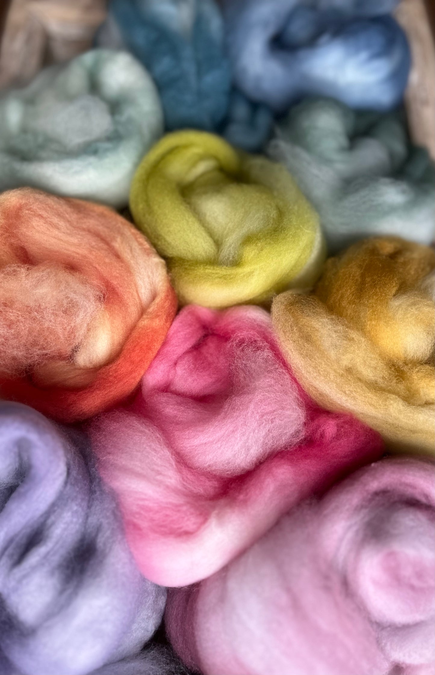 One of a Kind Batch - 100 grams of Spinning Fibre - Mix & Match Mini Bun Set - 100% Superwash Merino Wool - Hand Dyed Combed Top