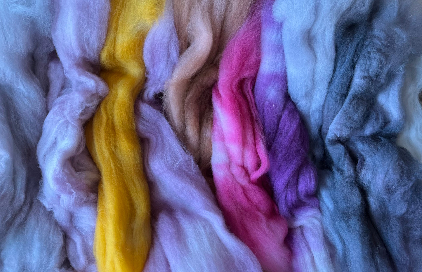 One of a Kind Batch - 100 grams of Spinning Fibre - Mix & Match Mini Bun Set - 100% Superwash Merino Wool - Hand Dyed Combed Top