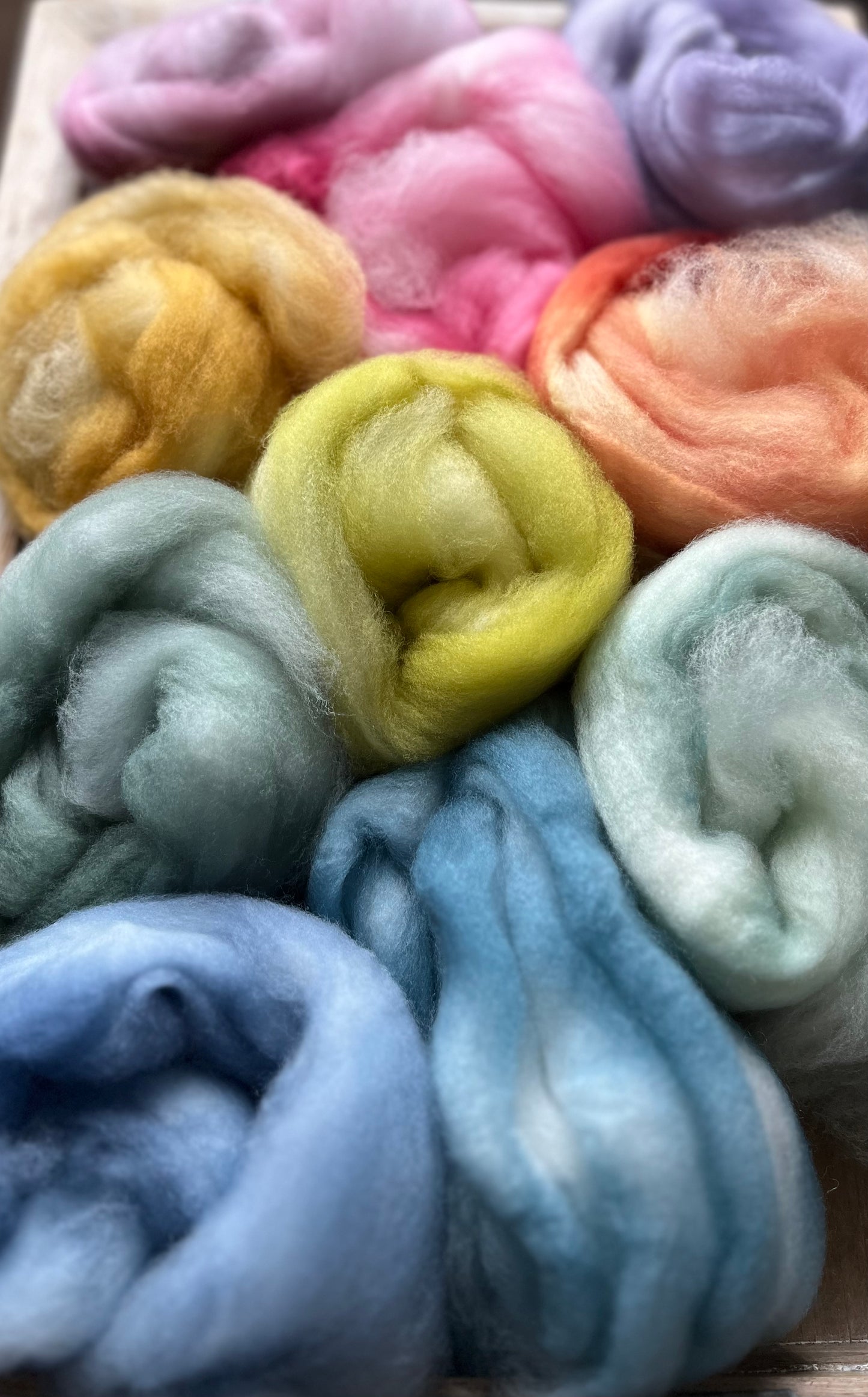 One of a Kind Batch - 100 grams of Spinning Fibre - Mix & Match Mini Bun Set - 100% Superwash Merino Wool - Hand Dyed Combed Top