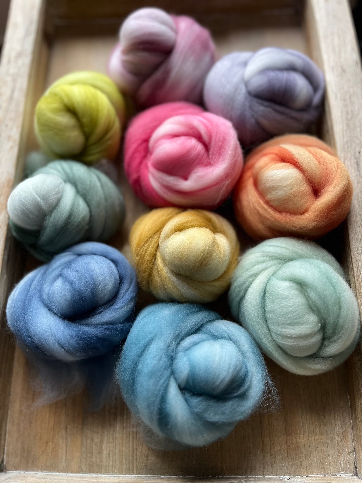 One of a Kind Batch - 100 grams of Spinning Fibre - Mix & Match Mini Bun Set - 100% Superwash Merino Wool - Hand Dyed Combed Top