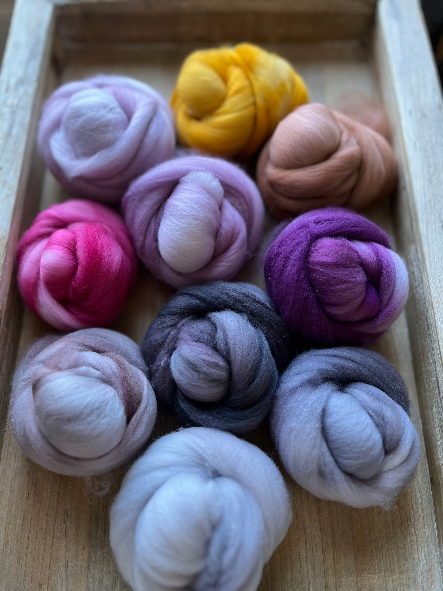 One of a Kind Batch - 100 grams of Spinning Fibre - Mix & Match Mini Bun Set - 100% Superwash Merino Wool - Hand Dyed Combed Top