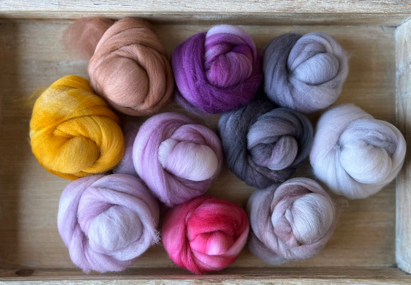 One of a Kind Batch - 100 grams of Spinning Fibre - Mix & Match Mini Bun Set - 100% Superwash Merino Wool - Hand Dyed Combed Top