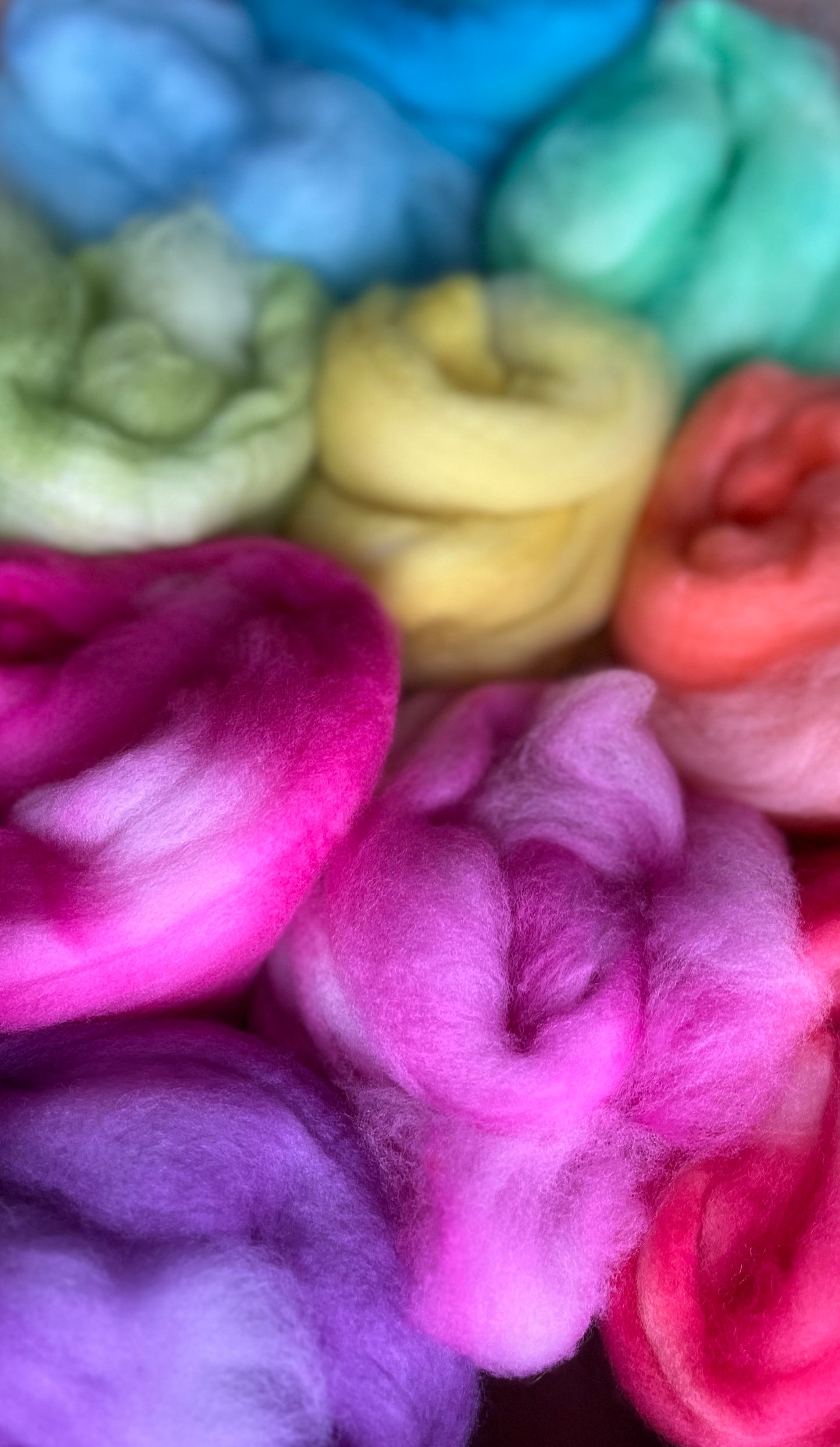 One of a Kind Batch - 100 grams of Spinning Fibre - Mix & Match Mini Bun Set - 100% Superwash Merino Wool - Hand Dyed Combed Top