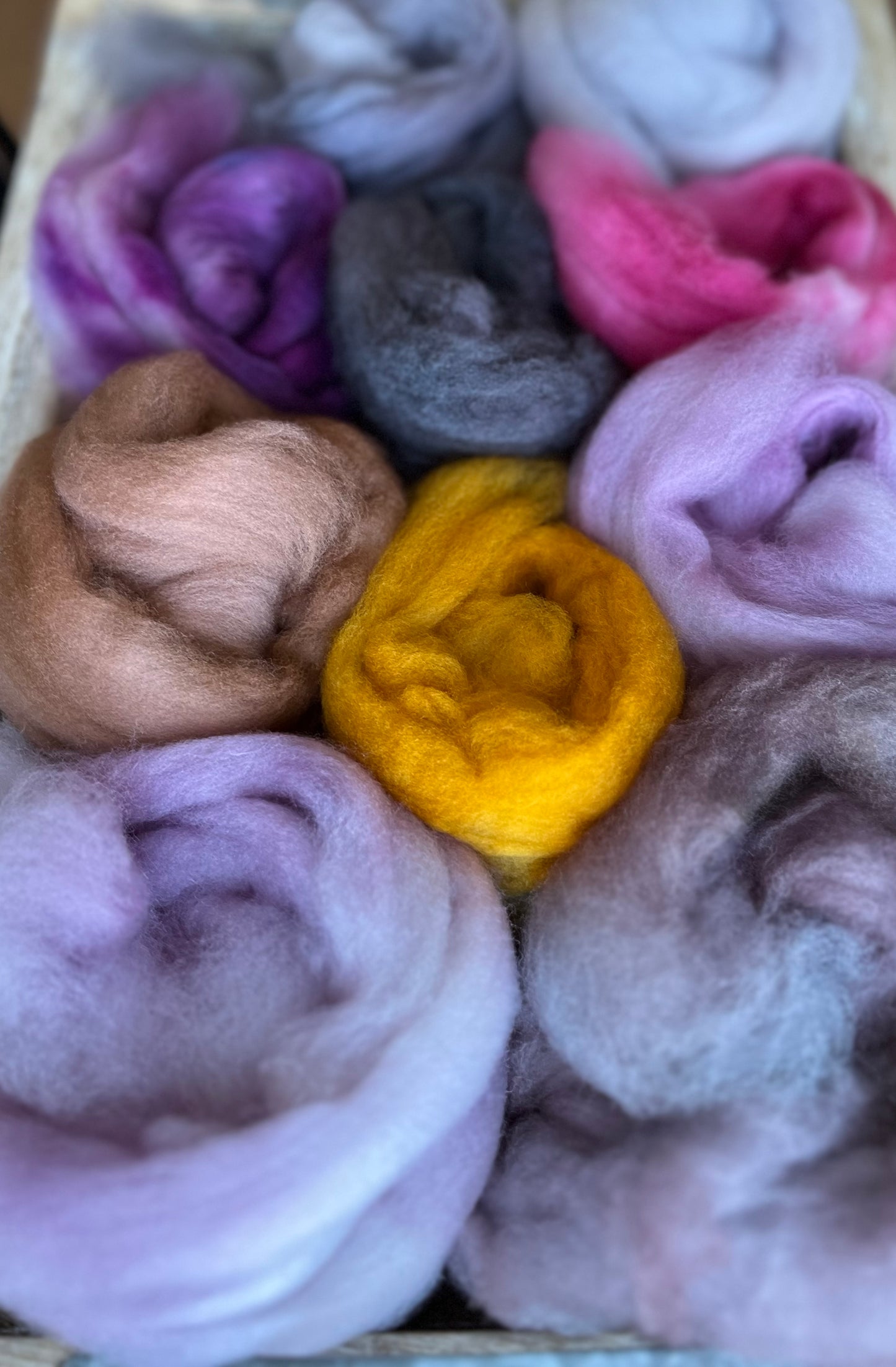 One of a Kind Batch - 100 grams of Spinning Fibre - Mix & Match Mini Bun Set - 100% Superwash Merino Wool - Hand Dyed Combed Top