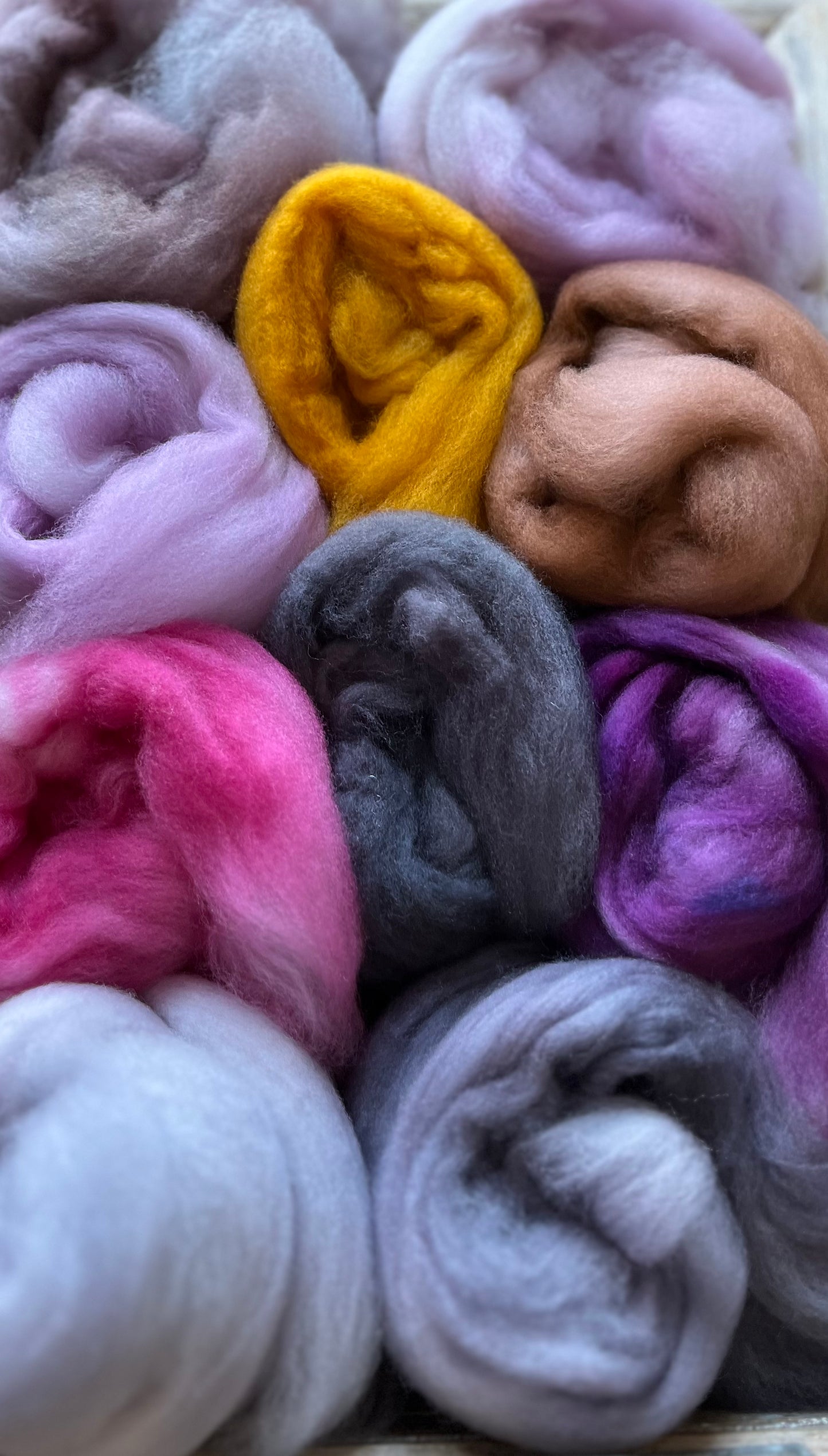 One of a Kind Batch - 100 grams of Spinning Fibre - Mix & Match Mini Bun Set - 100% Superwash Merino Wool - Hand Dyed Combed Top