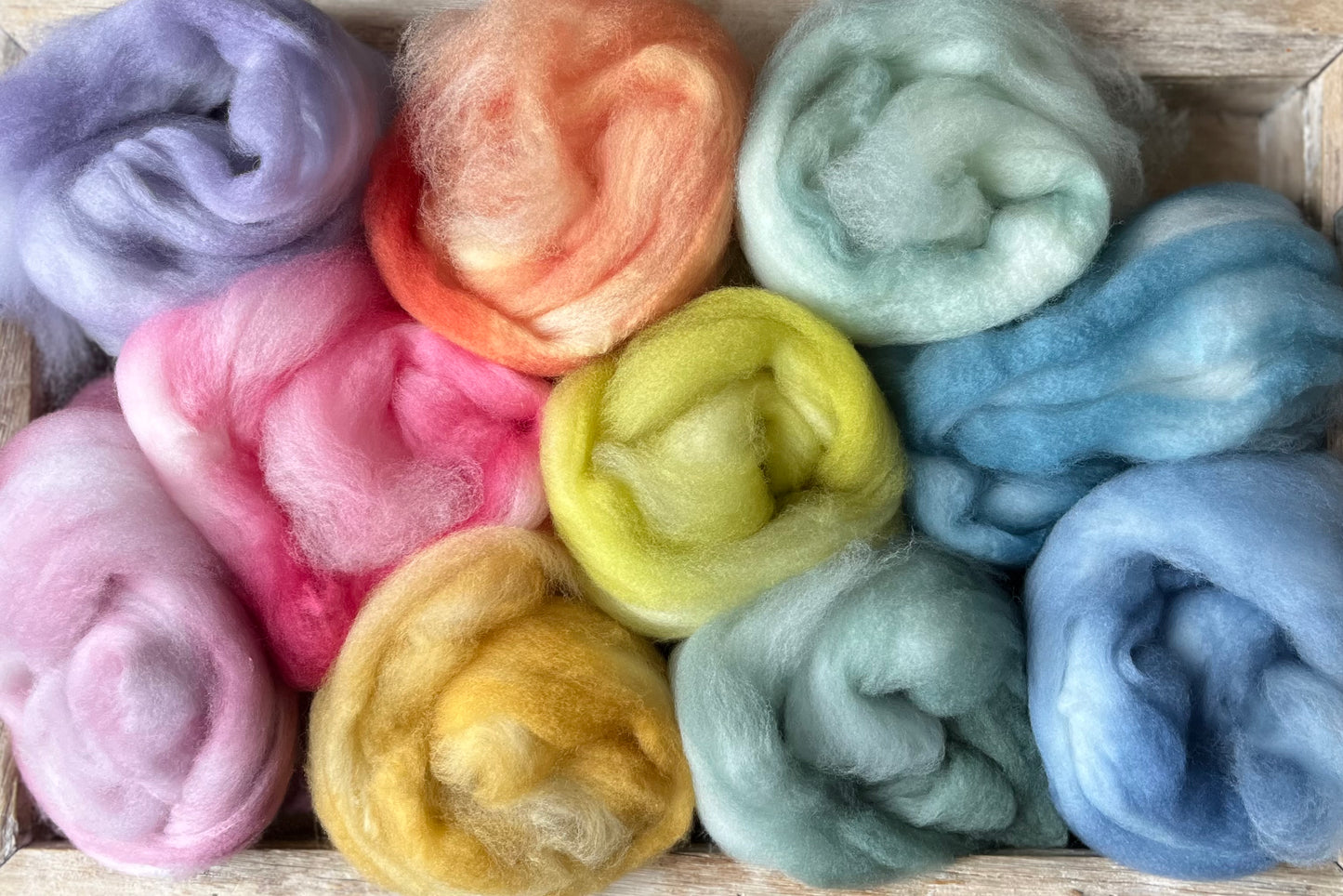 One of a Kind Batch - 100 grams of Spinning Fibre - Mix & Match Mini Bun Set - 100% Superwash Merino Wool - Hand Dyed Combed Top